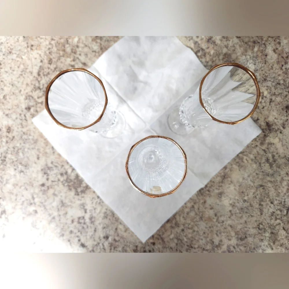 Cristal D'Arques Champagne Flutes with‎ Gold Rim set of 3